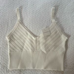 Club Monaco Ribbed Knit Cropped Tank Top - Size Small